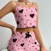 Aria Basics Aria Basics Cross-Border Hot-Selling European And American Wom's Homewear Heart Print Camisole Casual Wearable Pajamas Set For_ecoleips.com