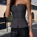 Aria Basics Aria Basics European And American Cross-Border 2024 Spring Summer Slim Fit Fashion Sexy Hot Girl Zipper Tube Top Women's_ecoleips.com