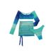 Verve Women's Swimwear 2024 New Color Block Drawstring Long Sleeve Beach Dress Bikini Swimsuit Three-Piece Set_ecoleips.com