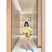 Yellow Loose-Fitting Checkered Shirt For Women, Spring Korean-Style Casual Long-Sleeved Thin Sun-Protective Jacket_ecoleips.com