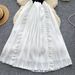 Women's Clothing Retro Contrast Color Tube Top Suspender Dress For Women With Slim Waist And Slim Earrings Stitching Chiffon Holiday Style Long Dress_ecoleips.com
