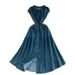Women's Retro Chinese Style Casual Cardigan Denim Maxi Dress Sleeveless Elastic Waist Slimming Full Skirt Dress_ecoleips.com