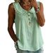 Women's Sleeveless Shirt Summer Fashion Design Loose Solid Color Button Lace Collar American Style Clothing_ecoleips.com