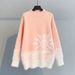 Aria Basics Aria Basics European And American Style Sweater Autumn Winter Knitted Top Christmas New Year Women's Round Neck Snowflake Embroidery_ecoleips.com