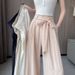 Suitable For All Seasons White Cotton Linen Wide-Leg For Women, Summer Thin High-Waist Loose Draped Straight-Leg Floor-Length Yamamoto Pants_ecoleips.com