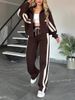 2024 European And American Fashion Cross-Border Autumn Foreign Trade Y2K Striped Zipper Top Jacket Sports Suit_ecoleips.com