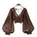 Slimming Short Crochet Lace Top for Women Backless Lace up Korean Fashion Chic And Versatile New Autumn Style See through_ecoleips.com