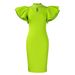 D560 Foreign Trade Women's 2025 New Fashion Sexy Ruffle Sleeve Beaded Party Evening African Dress_ecoleips.com
