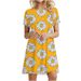 3D Daisy Print Dresses For Summer Plant Flowers Short Sleeve Dress Fashion O-Neck Loose Dress Oversized Women Casual Clothing_ecoleips.com