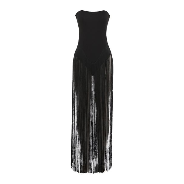 Women's Sexy Backless High Waist Slim Strapless Tassel Bodysuit Style Autumn Winter New Hot Girl Clothing_ecoleips.com