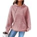 Women's Clothing A White Ink Print Pullover Hooded Long Sleeved Splicing Waffle Sweatshirt_ecoleips.com