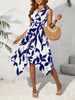 Women's Clothing Long Sleeveless Midi Skirt Leaf Print Twist Irregular Dress Spring And Summer Women's Design Sense_ecoleips.com