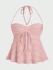 Women's Clothing Irregular Lace Up Halter Neck Vest Suspenders Summer Sexy Hot Girl Knitted Suspenders_ecoleips.com