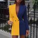 2022 European And American New Style Color-Block Patchwork OL Professional Wear V-Neck Cardigan Small Blazer_ecoleips.com