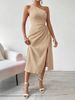 K Elegant And Sexy Sleeveless Off-shoulder Slanted-neck Solid-color Split Dress For Women_ecoleips.com