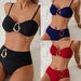 Women's Sexy Lace-Up Bikini Swimwear 2026 European American Style Solid Color Two-Piece Swimsuit Hot Selling_ecoleips.com