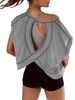 European And American Foreign Trade Fashion 2026 New Women's Backless Sports Yoga T-Shirt Loose Casual Breathable_ecoleips.com