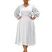 Women's Clothing Fashion Temperament Elegant Solid Color A Line Skirt Large Size Dress_ecoleips.com