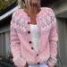 New European And American Style For Women Wish Hot Sale Cardigan Color Block Loose Fashion Knitted Sweater_ecoleips.com