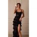 Women's Spring Summer Sexy Backless Lace See-through Long Dress Casual Elegant Fashion With Side Slit And Shoulder Wave Design_ecoleips.com
