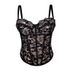 Women's Lace Trim Body Shaping Camisole – Adjustable Inner Straps & Herringbone Support (Black/Apricot White Trim)_ecoleips.com