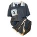 Women's Clothing Small Size, Design, Zipper Lapel, Short Sleeves, Waffle Shorts, Two Piece Suit_ecoleips.com