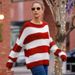 Women's Casual Striped Knit Sweater Long Sleeve Loose Fit Round Neck Top For Autumn Winter Women's Clothing_ecoleips.com