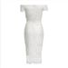 International Station One Line Neck Short Sleeve Lace Ins Sexy Wrapped Hip Middle Women's Dress_ecoleips.com