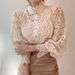 French Style Lace Trim Blouse - Boho Floral Embroidery Loose Fit Button Down Top For Women_ecoleips.com