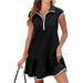 Women's Clothing Summer New Casual Neck Zipper Waist Dress_ecoleips.com