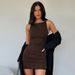 Summer Sexy Elegant Solid Color Sleeveless Vest Dress for Women Tight Fitting Short Dress European And American Style_ecoleips.com