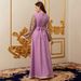 Women's Clothing Robe Evening Dress Long Skirt Belt Long Sleeve Printed Ladies Dress_ecoleips.com