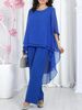 Aria Basics 2025 European And American Cross-border Clothing Loose Casual Solid Color Women's Chiffon Top 2-piece Set_ecoleips.com