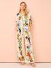 Women's clothing satin printed temperament short-sleeved shirt + trousers two-piece set_ecoleips.com