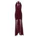 Elegant V-Neck Backless Evening Dress – Sheer Mesh & Bodycon Mermaid Gown For Women (Black/Wine Red, S/M/L)_ecoleips.com