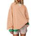 Women's Clothing Autumn And Winter Oversized Casual Thickened Striped Sweatshirt For Women_ecoleips.com