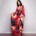 Handwoven Black & Red Floral Beach Cover Up – Lightweight Sun Protection Long Robe, Bikini Wrap, Swimwear Dress_ecoleips.com