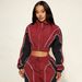 Trendy Color-Block Tracksuit Set For Women – Stylish Zip-Up Top & Drawstring Pants, Comfortable & Fashionable (Red, Gray, Khaki Green)_ecoleips.com