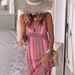 Cross-border Ins European And American Women's Fashion New Summer Foreign Trade Bohemian Print V-neck Strap Slit Dress_ecoleips.com