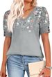 OFEEFAN Womens Tops Short Sleeve Shirts Buttons V Neck Spring Fashion Summer Outfits Plus Size Blouses Dressy Casual_ecoleips.com
