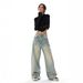 Retro Yellow Mud Straight Leg Jeans High Waist Loose Design Floor Length Wide Leg Pants for Women Summer 2026 New American Style_ecoleips.com