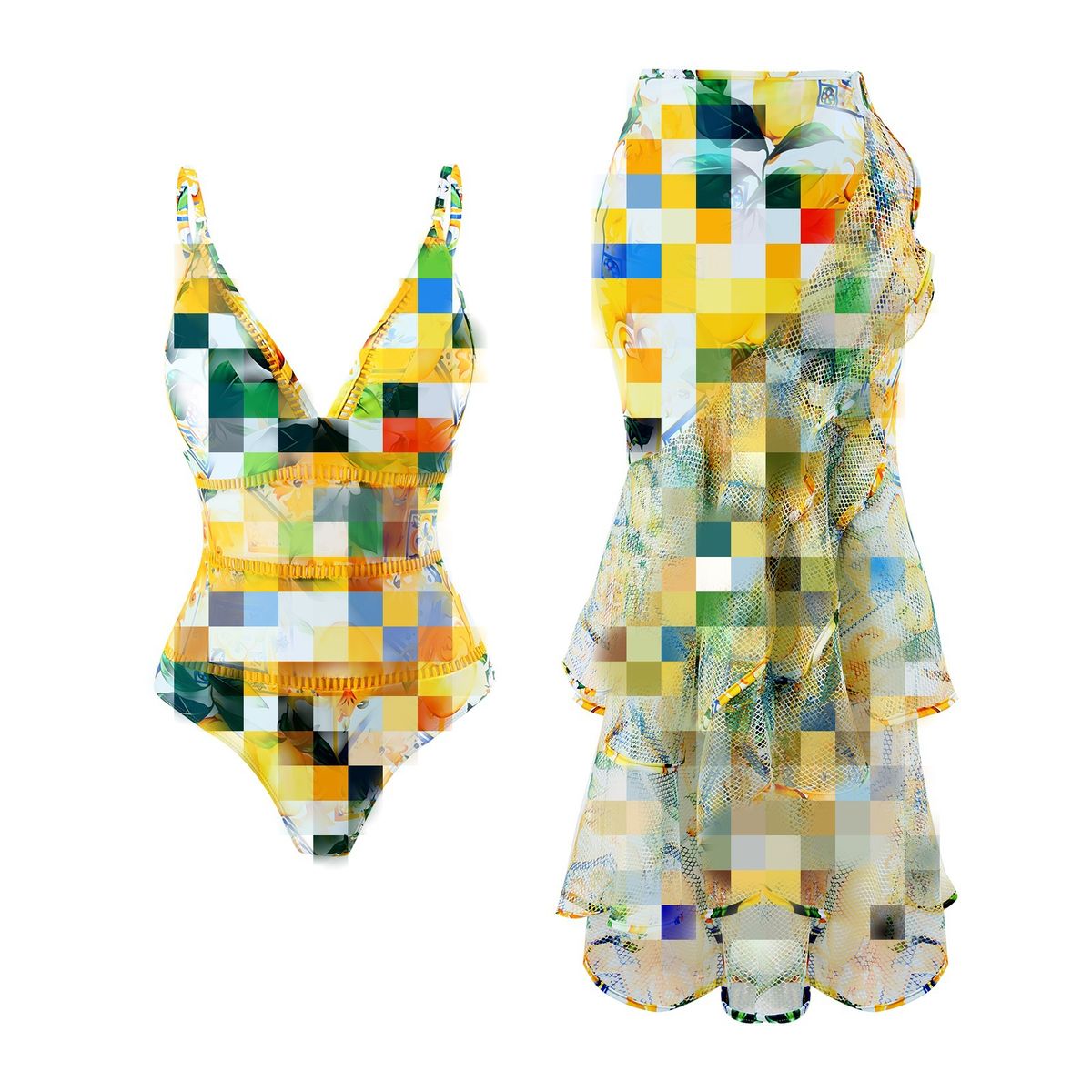 Floral Print One-Piece Swimsuit With Back Cutout – Modest & Slimming Hot Spring Swimwear | Quick-Dry Polyester For Women (Adjustable Coverage)_ecoleips.com