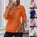 Women's Clothing Casual Lapel Zipper Long Sleeve Sweatshirt Autumn/Winter Pockets Included Polyester Solid_ecoleips.com