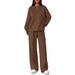 Women's Casual Lounge Set Long Sleeve Round Neck Top & Pants Two-Piece Outfit Soft Polyester Spandex Blend Comfortable Loungewear_ecoleips.com
