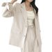 Women's Elegant Commuter Blue Suit Jacket Korean Style Niche Design Spring Outerwear_ecoleips.com