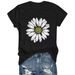 Floral Print Round Neck T-Shirt For Women – Oversized Short Sleeve Top (S-Xl, Black, Polyester, Casual & Boho Style)_ecoleips.com