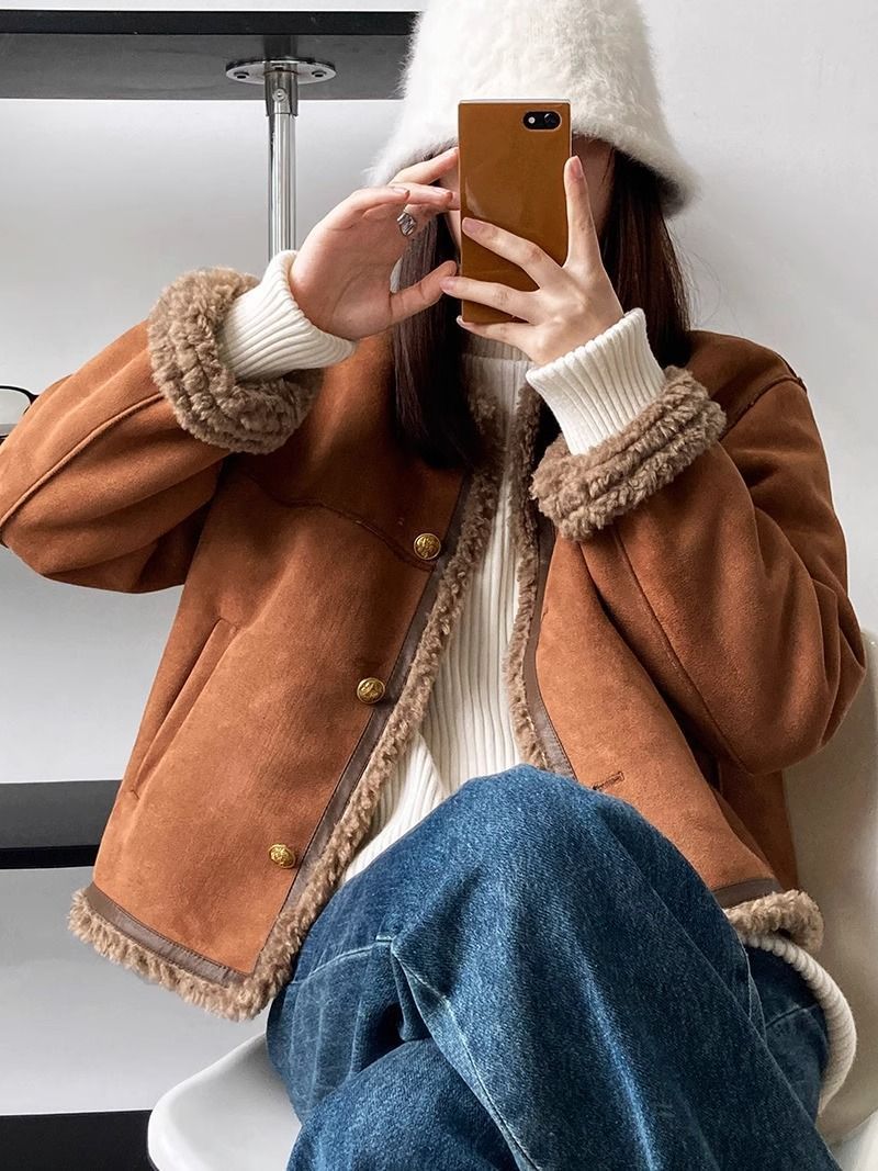 2025 High-end Design Chic Plush Casual Versatile Women's Winter Thick Fur Jacket_ecoleips.com