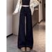 New Autumn Black Plus-size Stretchy Flared Jeans For Women With A Pear-shaped Figure, Loose Fit, High-waisted, Slimming_ecoleips.com