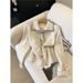 Women's Color Block Knit Cardigan Sweater With Lapel And Tie Detail Sophisticated Sweet Style New Design_ecoleips.com