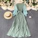 Women's Clothing Elegant Slimming Pleated Waist French Dress Long Skirt Cross Border Design For Mature Women New Spring Style_ecoleips.com